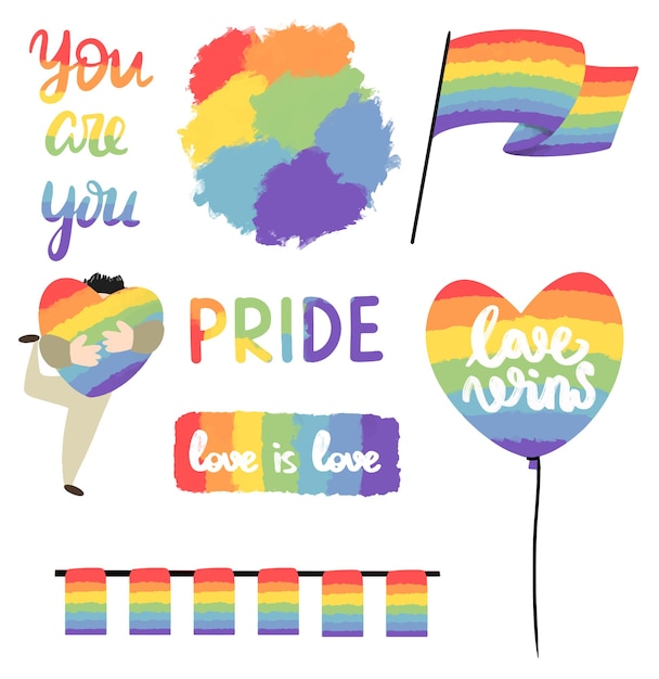 Rainbow Elementy Clipart Lgbtq Kolor Symbol Miłości Znaki Społeczności Lgbt