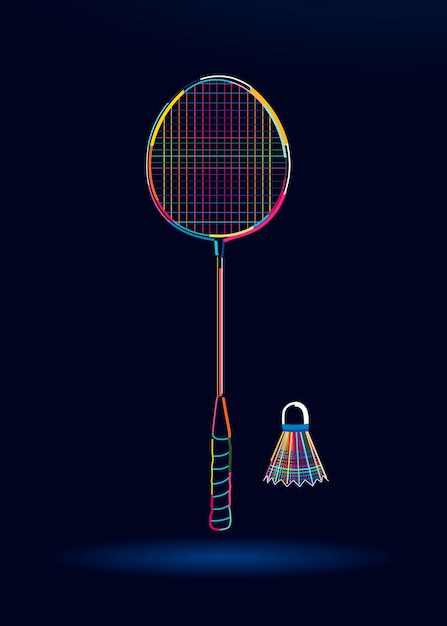 Rakieta Do Badmintona Z Wolantem Streszczenie Kolorowy Rysunek Ilustracja Wektorowa Farb