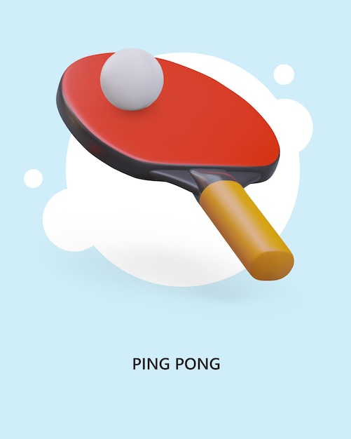Rakieta do ping-ponga 3D Sprzęt do tenisa stołowego Pionowy plakat na niebieskim tle