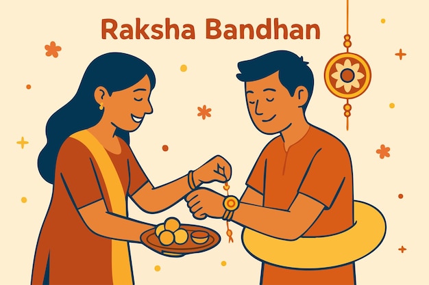 Rakshabandhan Festival Vector Tradycyjne indyjskie święto więzi brata i siostry