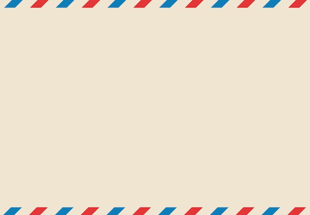 Plik wektorowy rama koperty lotniczej z niebieskimi i czerwonymi paskami na białym tle international vintage list border retro pocztówka pocztowa lotnicza pusta koperta wektor ilustracja izolowana na tle papieru