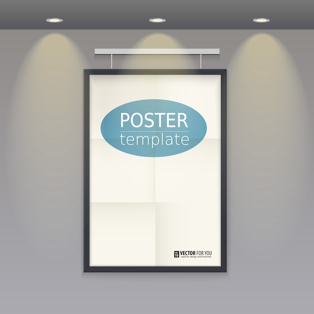 Rama plakatowa wisi na linie we wnętrzu