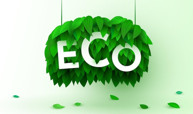 Plik wektorowy rama wykonana z liści koncepcja zielonej technologii i ekologii