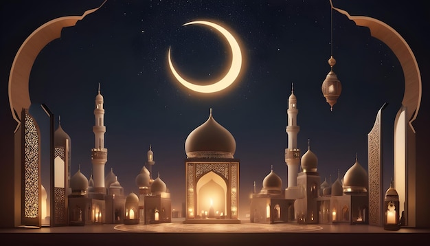 Ramada Kareem Eid Mubarak Ilustracja Tło