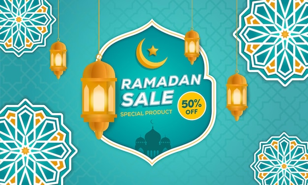 Ramadan Baner Wyprzedaży Dla Szablonu Promocji Biznesu Premium Wektor