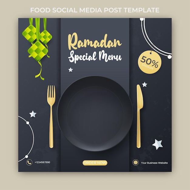 Ramadan Banery Reklamowe. Ramadan Szablon Postu W Mediach Społecznościowych