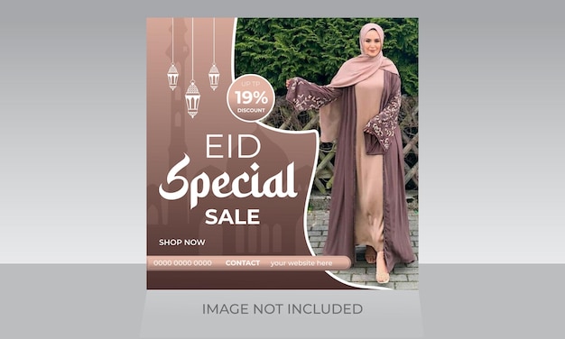 Plik wektorowy ramadan eid special fashion duży rabat sprzedaż szablon projektu ulotki w mediach społecznościowych