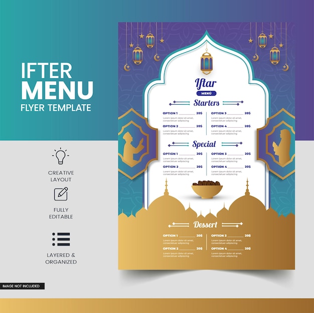 Plik wektorowy ramadan flyer menu szablon