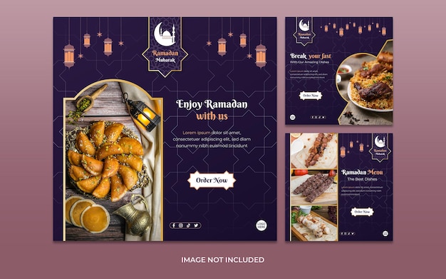 Plik wektorowy ramadan iftar promo kolekcja postów na instagramie