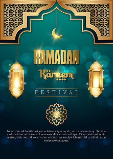 Plik wektorowy ramadan islamski flyer plakat szablon konstrukcja latarni