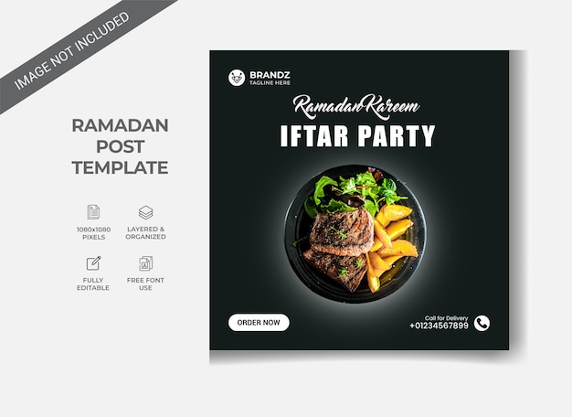 Ramadan jedzenie szablon banera postów w mediach społecznościowych