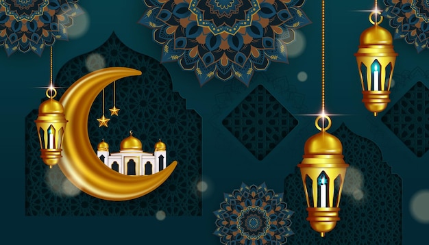 Ramadan Kareem Arabski Projekt Tła Ilustracji