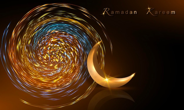 Plik wektorowy ramadan kareem baner 3d złoty półksiężyc świąteczny pozdrowienie tradycyjny islamski arabski projekt