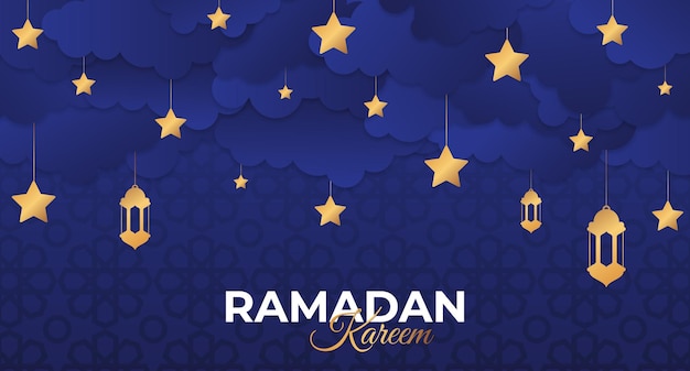 Ramadan Kareem Banner Ramadan Kareem Religia Muzułmańska święty Miesiąc Płaski Transparent Kopia Przestrzeń Wektor