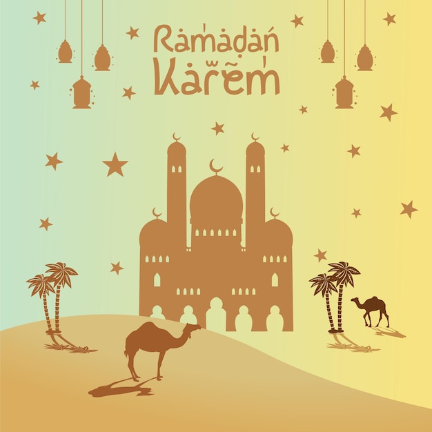 Plik wektorowy ramadan kareem celebration background z pozdrowieniami w języku arabskim, aby uczcić ramadan kareem