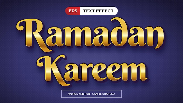 Ramadan Kareem efekt tekstu edytowalny luksus złota tytuł styl tekstu