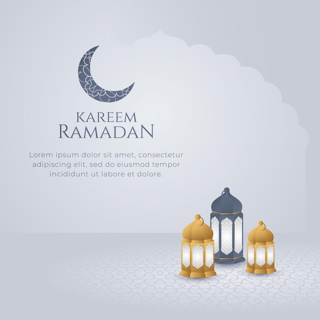 Ramadan Kareem Eid Mubarak Islamski Ornament Arabskie latarnie w tle z półksiężycem