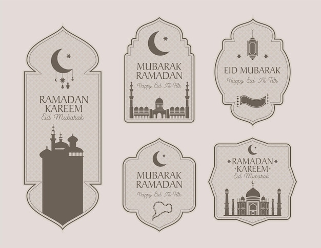 Ramadan kareem etykiety pozdrowienia wektor