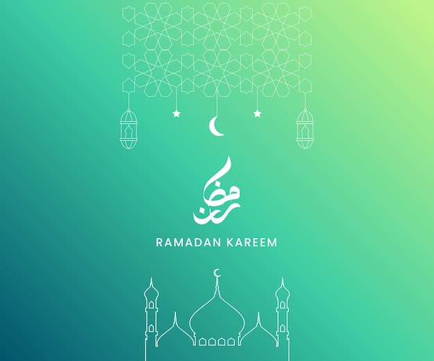 Ramadan Kareem Gradientowe Tło Z Latarnią Kaligrafii I Ilustracja Wektorowa Meczetu