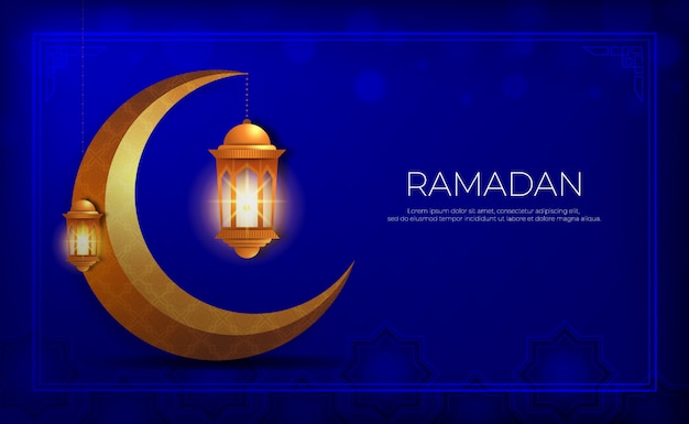 Ramadan Kareem Granatowo-złote Tło