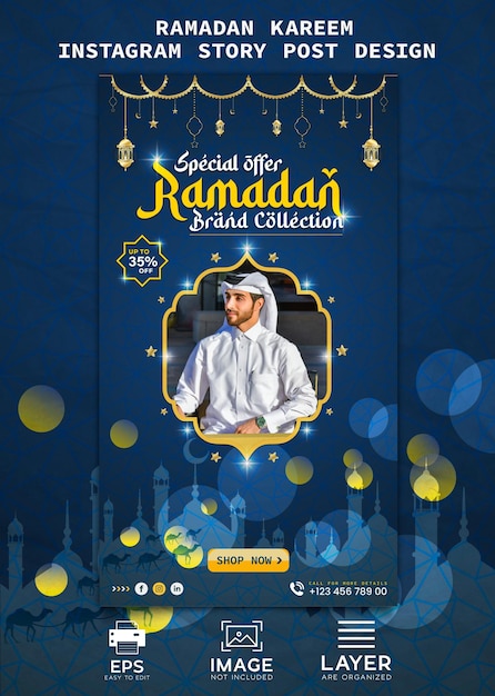 Ramadan Kareem Historia Na Instagramie I Facebooku Projekt Banera Sprzedaży Szablon Wektora Premium
