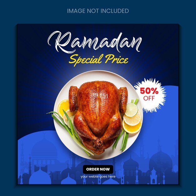 Ramadan Kareem iftar food menu szablon postu w mediach społecznościowych