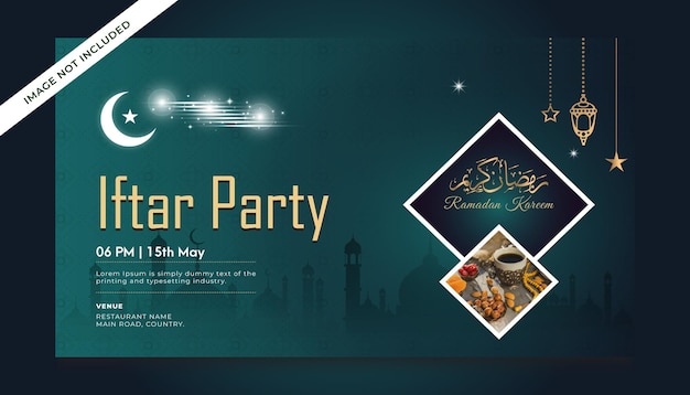 Ramadan Kareem Iftar Party Baner Internetowy Lub Szablon Banera Społecznościowego Zilustrowany