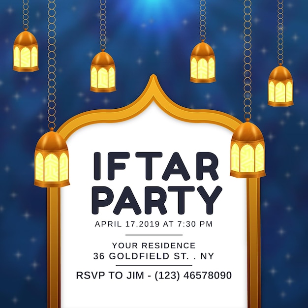 Plik wektorowy ramadan kareem iftar party baner społecznościowy szablon postu na instagramie
