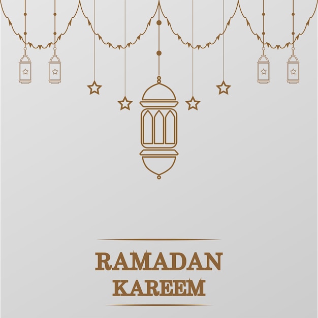 Ramadan Kareem Ikona Linii Pozdrowienia Minimalistyczny I Prosty Projekt Wektorowy Z Piękną Gwiazdą I świecącymi