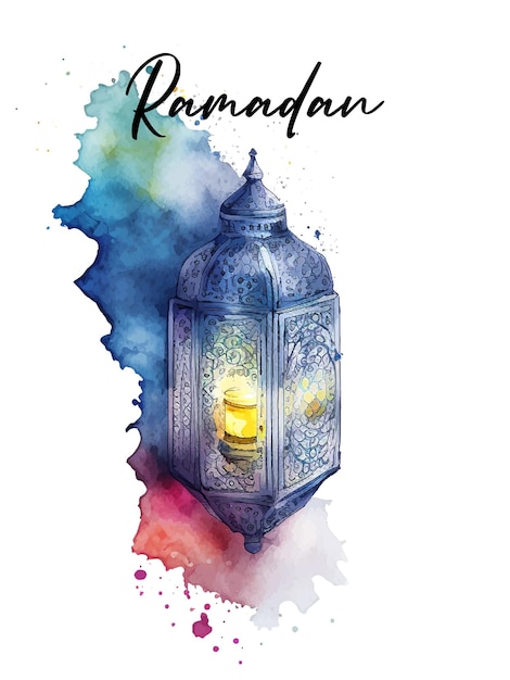 Plik wektorowy ramadan kareem islamska latarnia akwarela ilustracja wektor