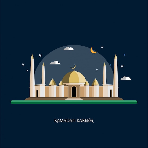 Ramadan Kareem Islamski Płaski Ilustracja Wektor