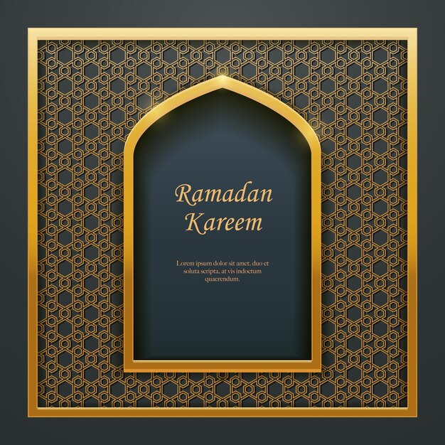 Ramadan Kareem Islamski Projekt Maswerk Drzwi Do Meczetu, Idealny Do Projektowania Banerów Internetowych Z Orientalnymi życzeniami.