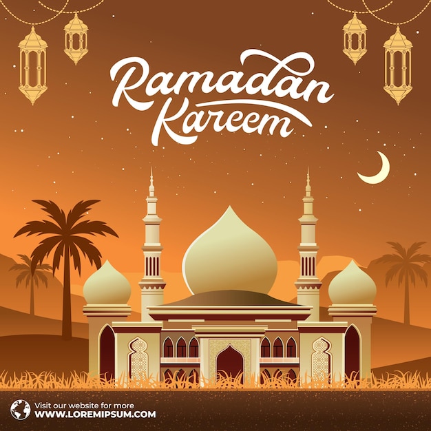 Ramadan Kareem Islamski Tło Wektor. Szczęśliwego Nowego Roku Islamskiego Hidżry.