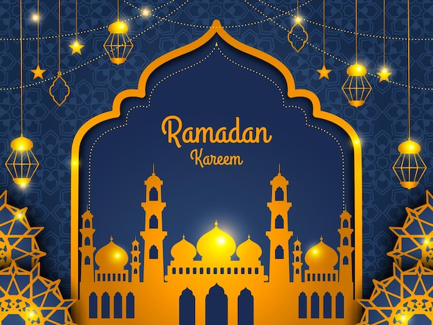 Plik wektorowy ramadan kareem kartkę z życzeniami islamski tło projekt wektor ilustracja