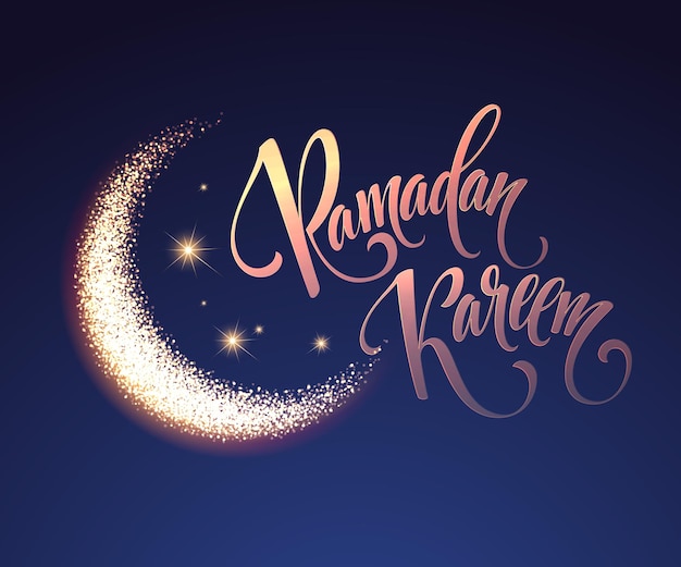 Ramadan Kareem Kartkę Z życzeniami Z Księżycem I Gwiazdami