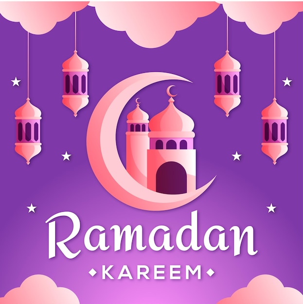 Ramadan Kareem Koncepcja Wycinania Papieru Z Półksiężyca I Meczetu