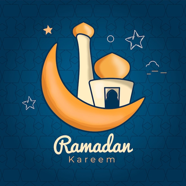 Ramadan Kareem Księżyc I Projekt Meczetu