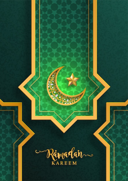 Ramadan Kareem Lub Eid Mubarak Pozdrowienie Tła Islamska Z Wzorzyste Złoto I Kryształy Na Tle Koloru Papieru.