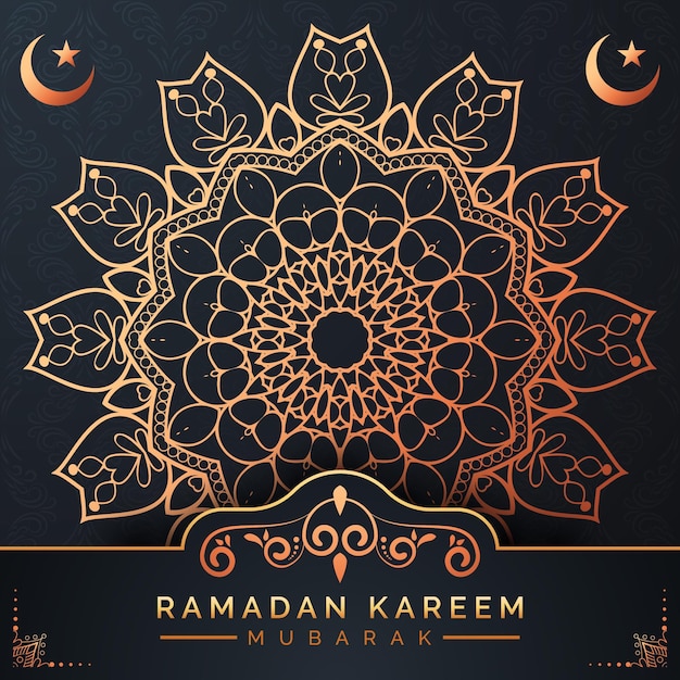 Plik wektorowy ramadan kareem mandali tło ze złotym wzorem arabeski arabski islamski styl wschodni