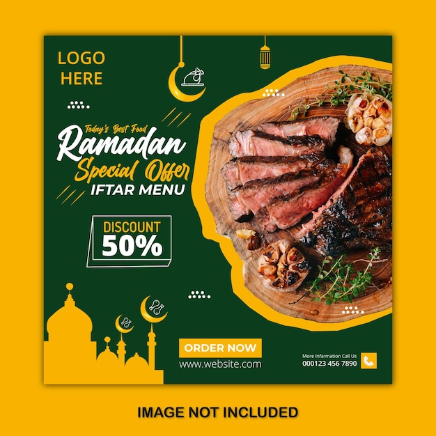 Plik wektorowy ramadan kareem menu żywności post w mediach społecznościowych darmowych wektorów