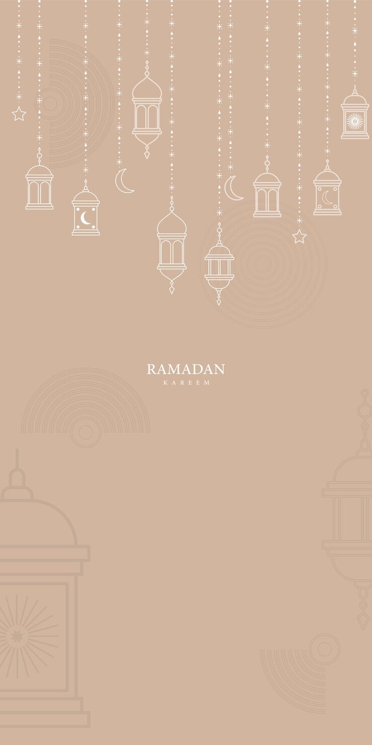 Wektor ramadan kareem portret tło z wiszącymi latarniami półksiężyc gwiazdy i elegancki islamski projekt ozdobny na temat beżowy