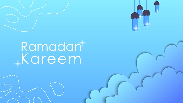 Ramadan Kareem Powitanie W Tle Ramadan Kareem Z Niebieskim Tłem