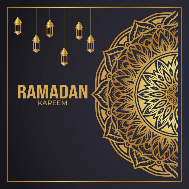 Plik wektorowy ramadan kareem projekt kartki z życzeniami z szablonem mandali