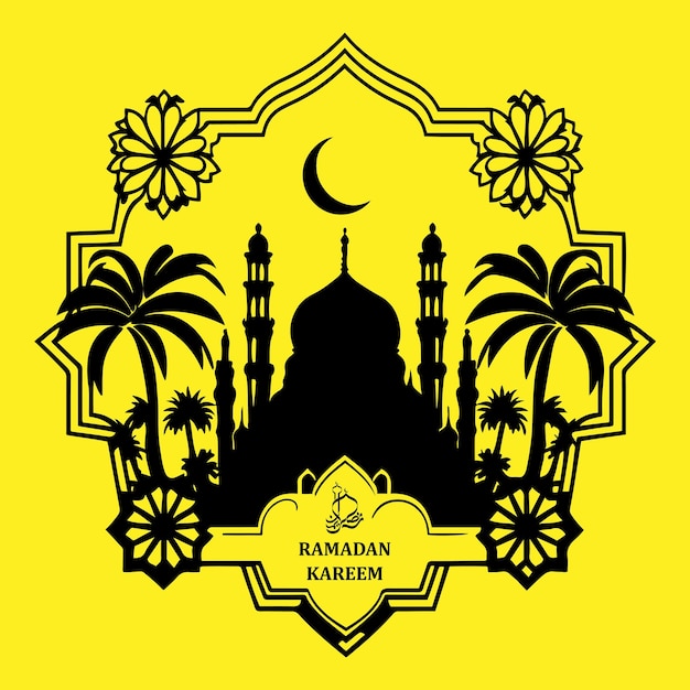 Ramadan Kareem Ramadan Mubarak Islamska kartka z życzeniami Element projektu czarny zarys wektor na białym tle