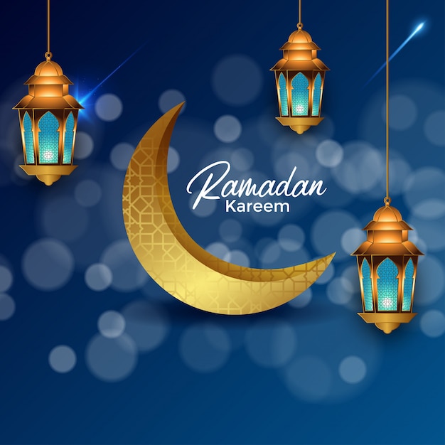 Plik wektorowy ramadan kareem sezonu tło z wiszącymi lampami