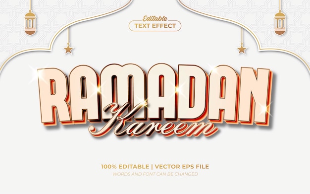 Plik wektorowy ramadan kareem świeci edytowalny efekt tekstowy styl graficzny