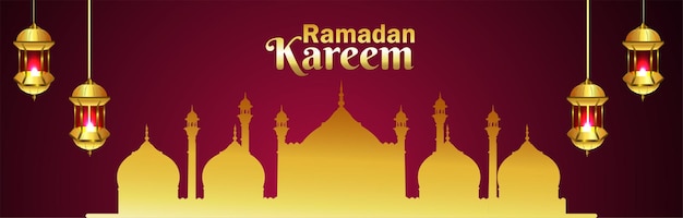 Ramadan Kareem Sztandar Uroczystości Z Meczetem