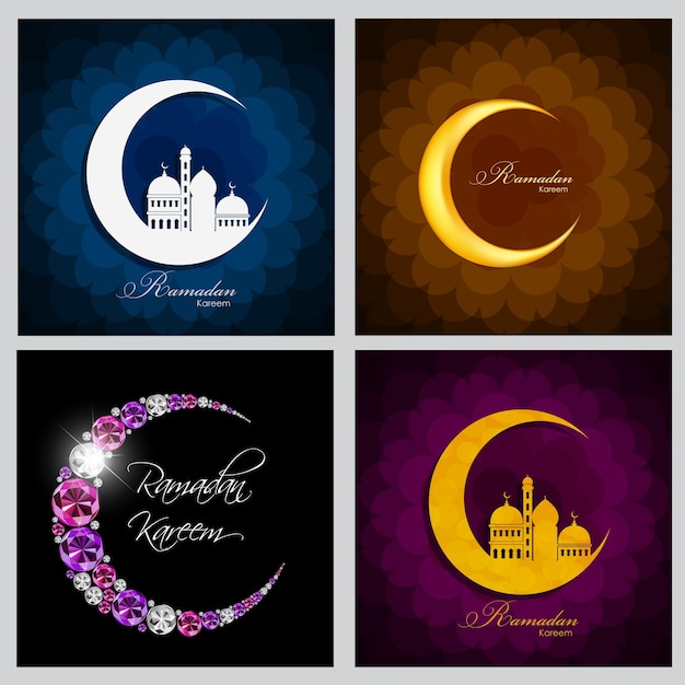 Ramadan Kareem Tła Kolekcja Scenografia. Ilustracja Wektorowa