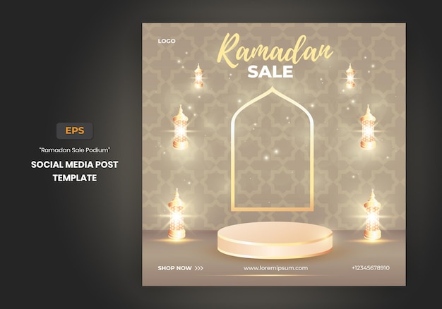 Ramadan Kareem Tło Podium Dla Szablonu Postu W Mediach Społecznościowych