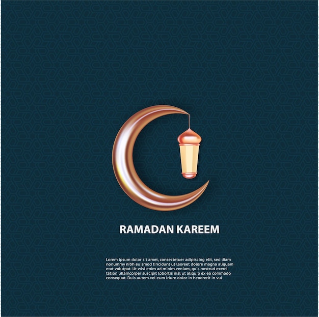 Ramadan kareem tło z realistycznym księżycem i lampą Vector